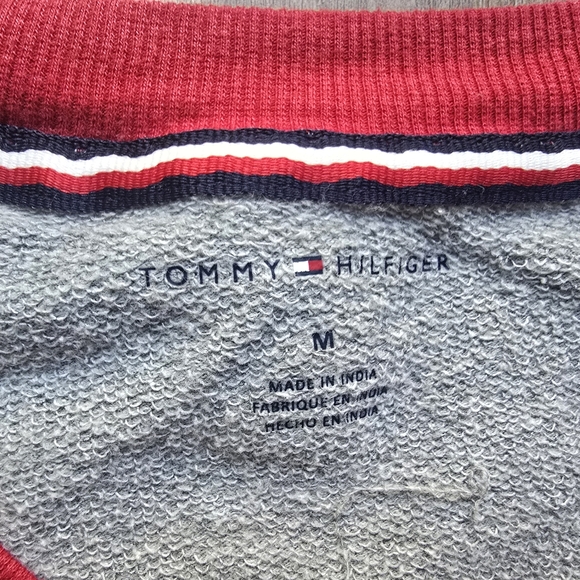 Tommy Hilfiger V-Neck Sweater in Gray with Red and Black Trim - Picture 3 of 6